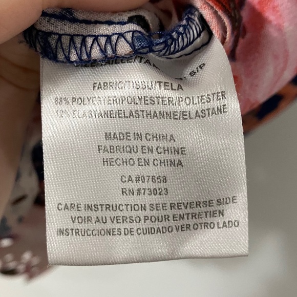 Blue & Pink Floral Cropped Tank Top | Cut Outs | S - Picture 7 of 8